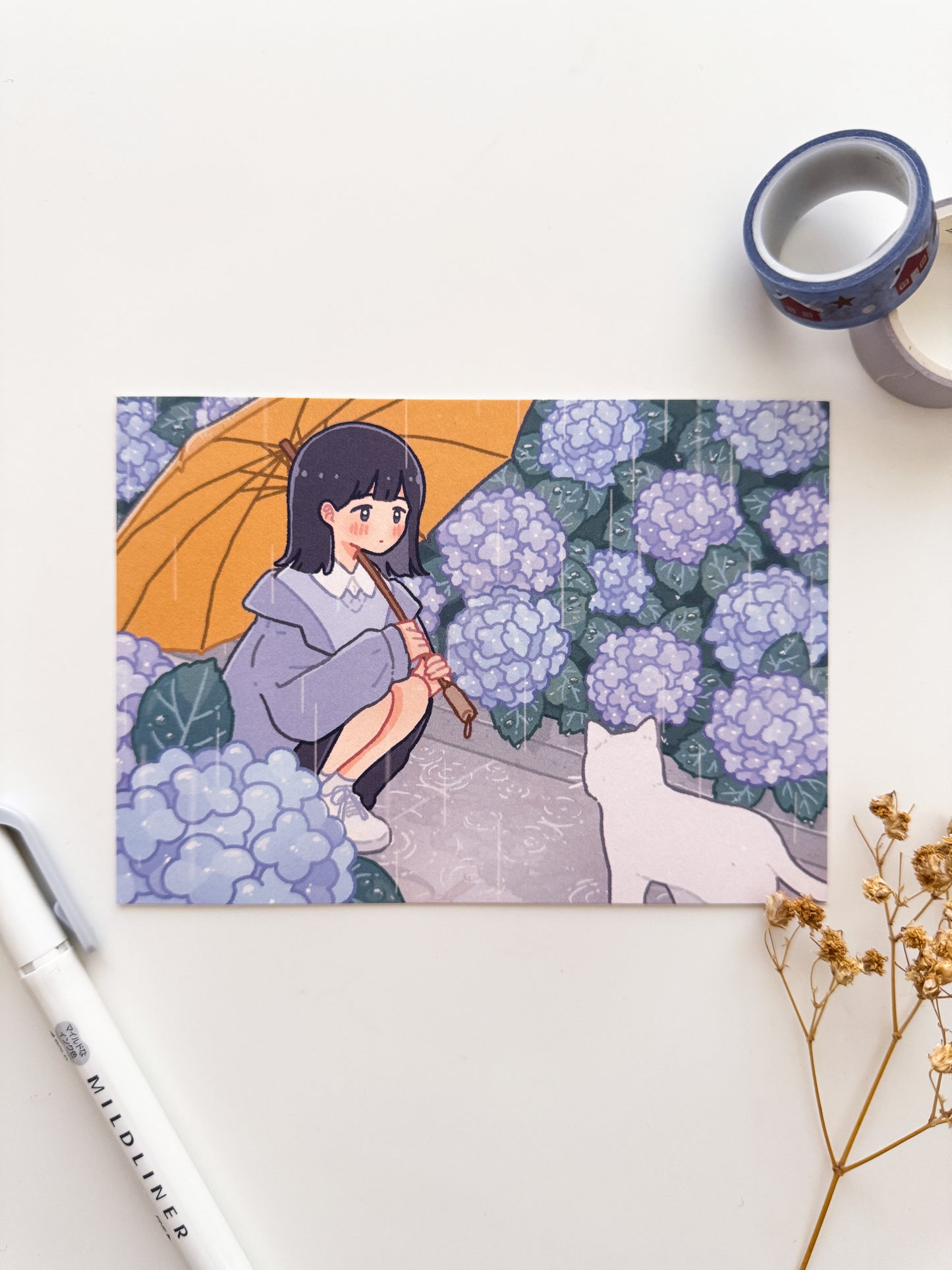 Hydrangea Garden Postcard Style Art Print