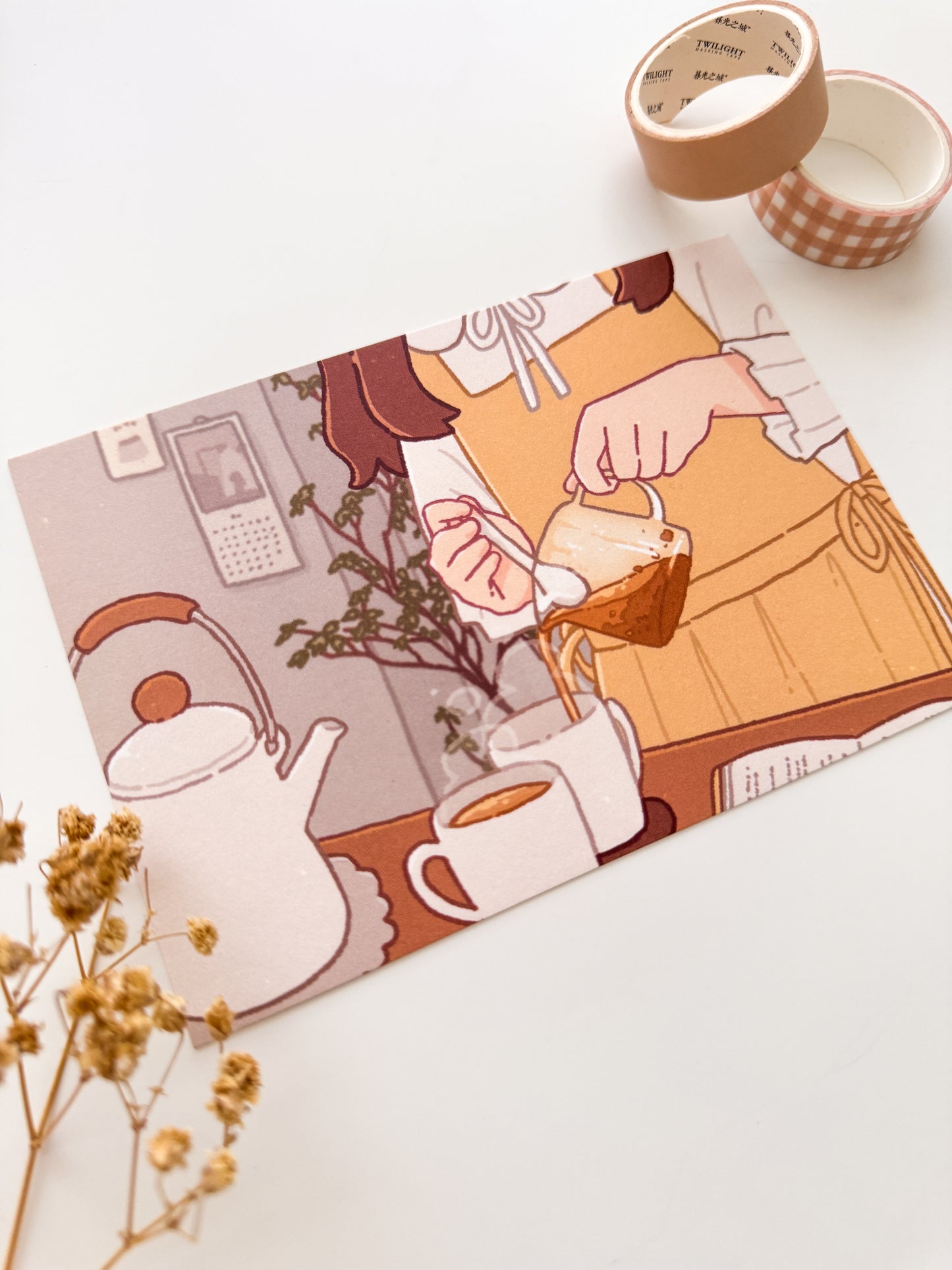 A Cup of Tea for Two Postcard Style Art Print ⋮ Purinnari