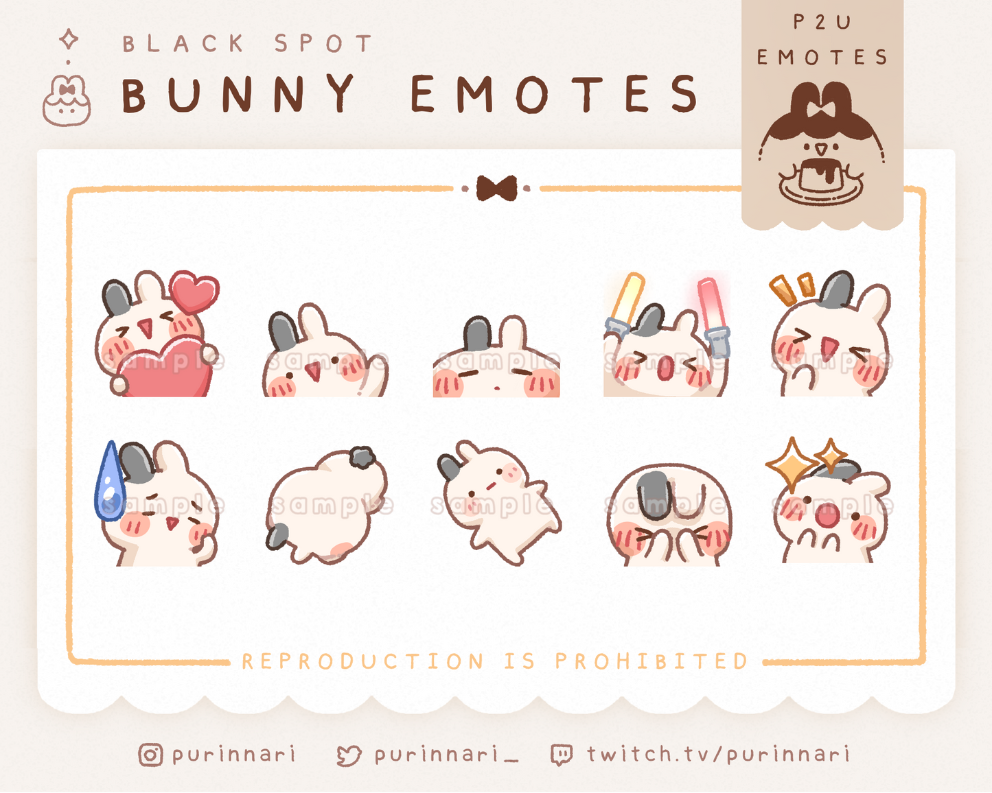 [ P2U ] Bunny Emotes Bundle of 10 | Discord/Twitch/Youtube