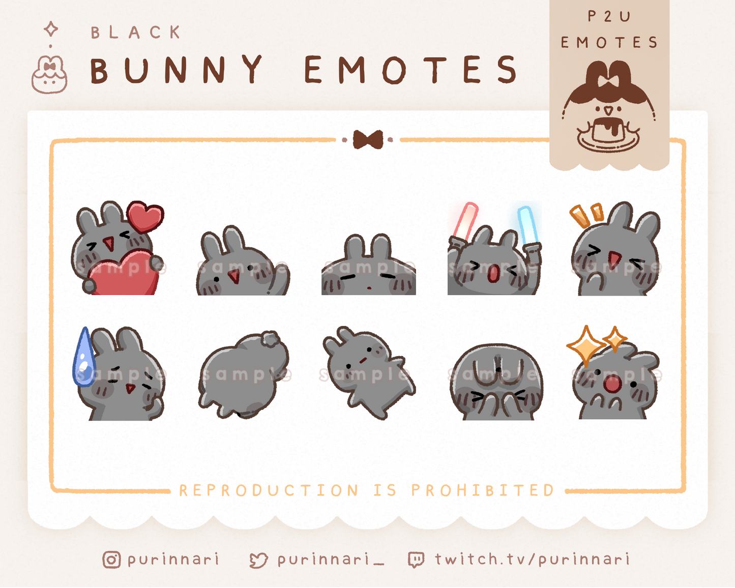 [ P2U ] Bunny Emotes Bundle of 10 | Discord/Twitch/Youtube