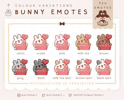 [ P2U ] Bunny Emotes Bundle of 10 | Discord/Twitch/Youtube