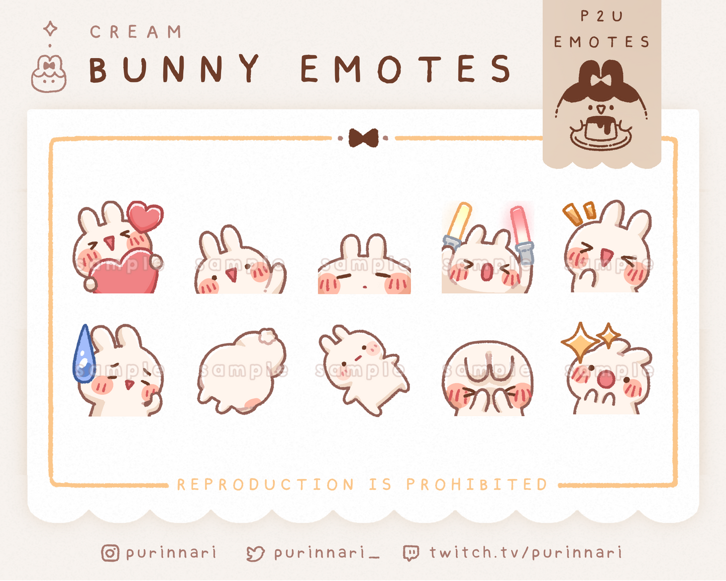 [ P2U ] Bunny Emotes Bundle of 10 | Discord/Twitch/Youtube