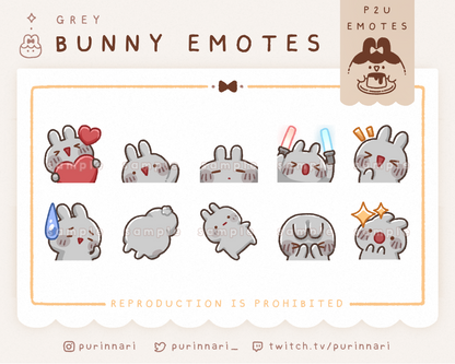 [ P2U ] Bunny Emotes Bundle of 10 | Discord/Twitch/Youtube