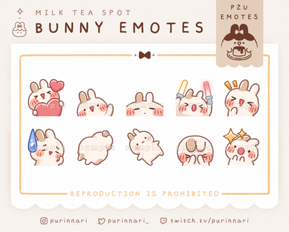 [ P2U ] Bunny Emotes Bundle of 10 | Discord/Twitch/Youtube