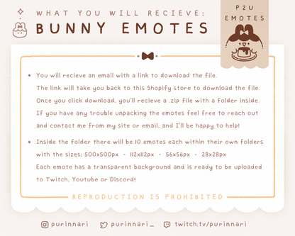 [ P2U ] Bunny Emotes Bundle of 10 | Discord/Twitch/Youtube