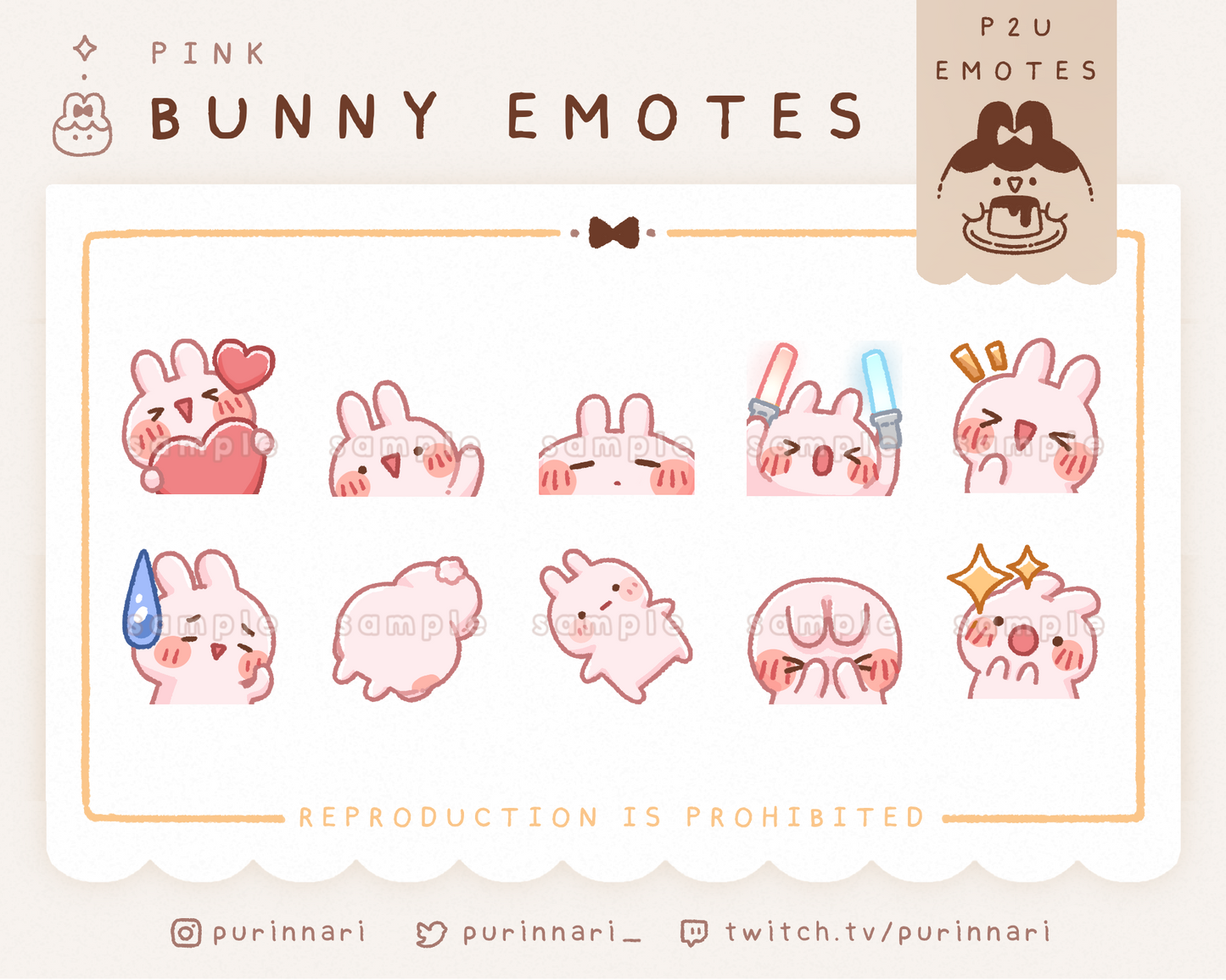 [ P2U ] Bunny Emotes Bundle of 10 | Discord/Twitch/Youtube