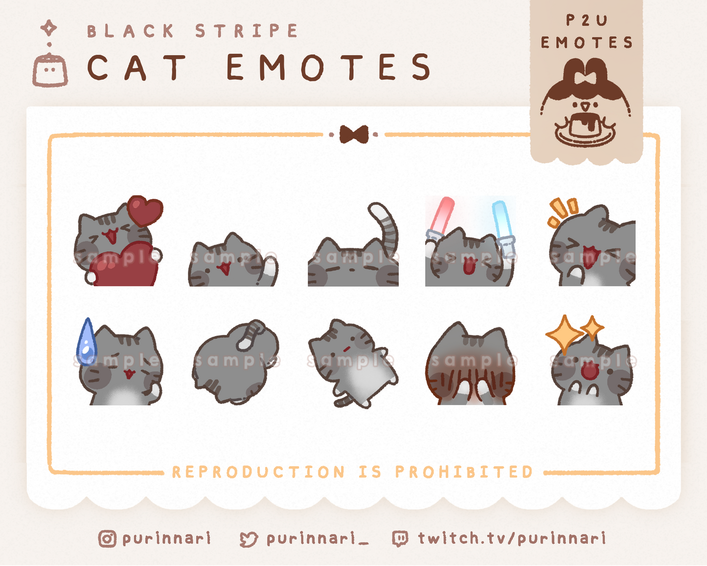 [ P2U ] Cat Emotes Bundle of 10 | Discord/Twitch/Youtube