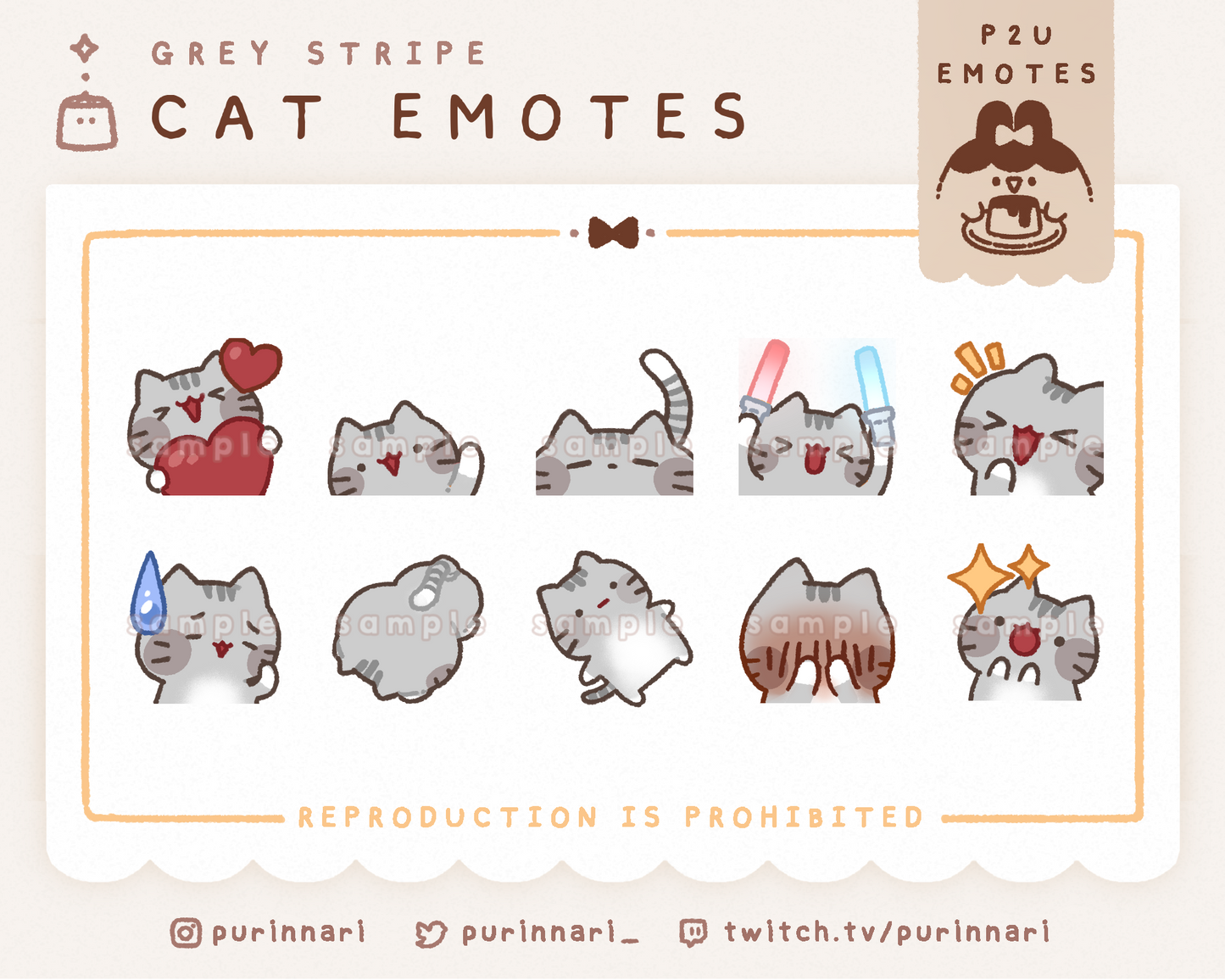 [ P2U ] Cat Emotes Bundle of 10 | Discord/Twitch/Youtube