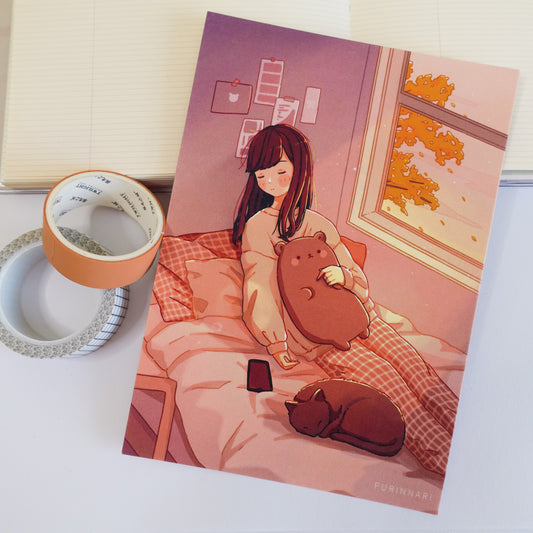 Afternoon Nap Postcard Style Art Print