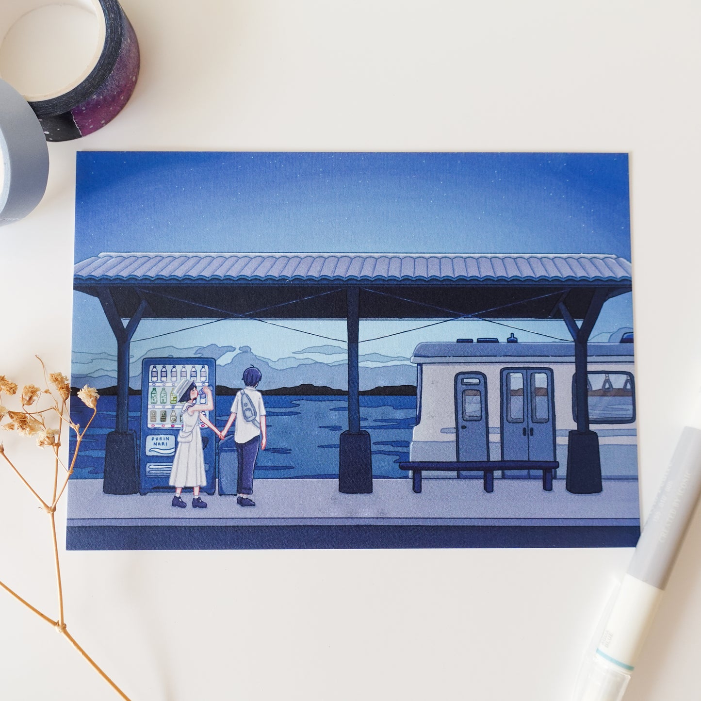 Japanese Train Station Postcard Style Art Print Set