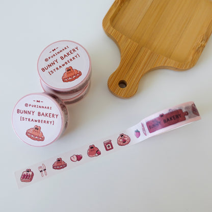 Bunny Bakery Washi Masking Tape ⋮ Plain Bread / Strawberry Bread / Chocolate Bread / Matcha Bread