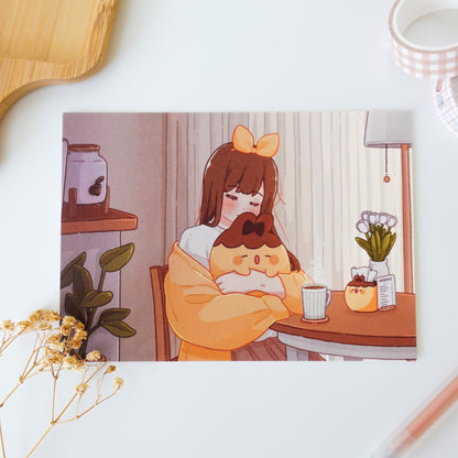 Cozy Afternoon in Nari's Cafe Postcard Style Art Print ⋮ Purinnari