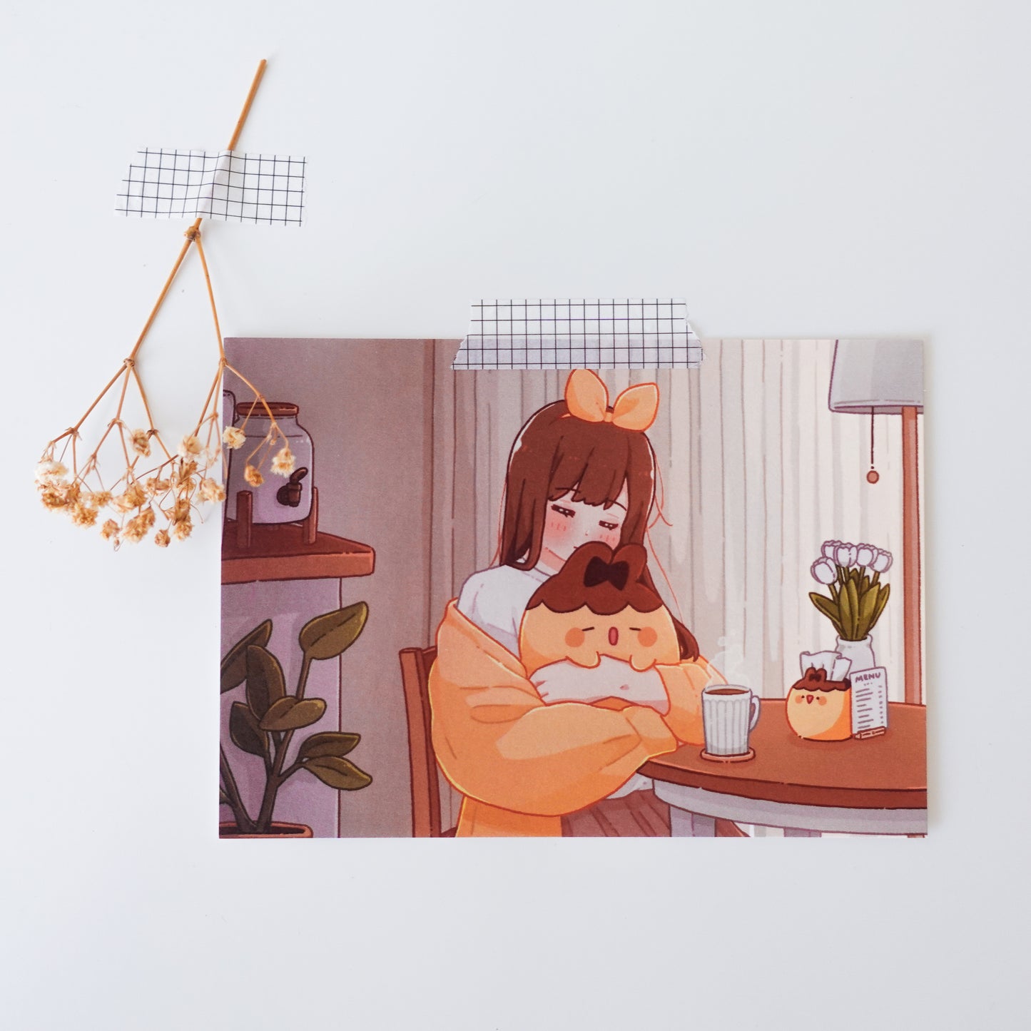 Cozy Afternoon in Nari's Cafe Postcard Style Art Print ⋮ Purinnari