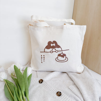 Puririn Tote Bag ⋮ Large Canvas Shopper Bag with Pocket