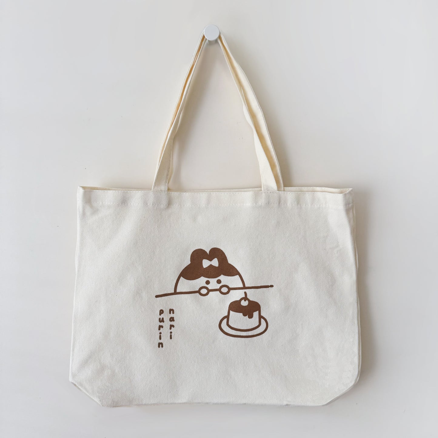 Puririn Tote Bag ⋮ Large Canvas Shopper Bag with Pocket