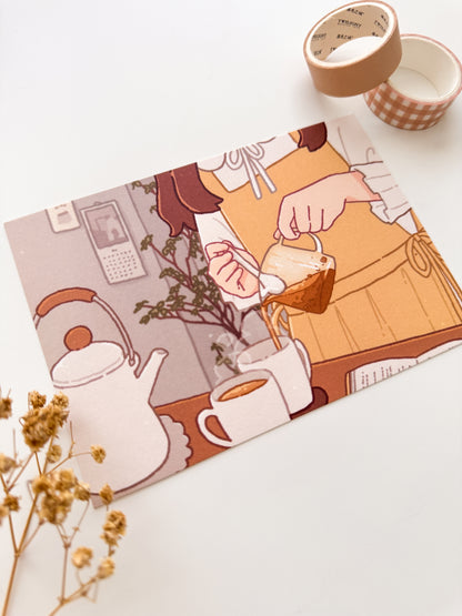 A Cup of Tea for Two Postcard Style Art Print ⋮ Purinnari