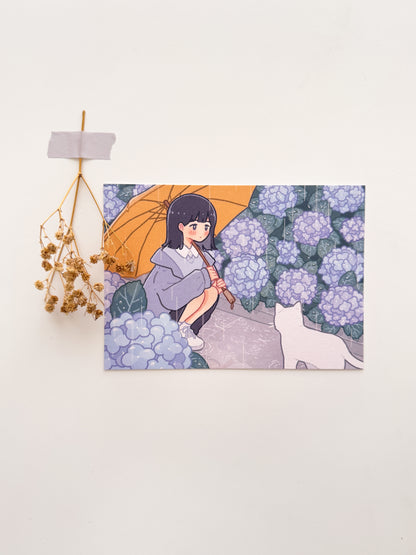 Hydrangea Garden Postcard Style Art Print