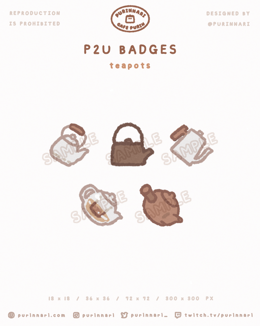[ P2U ] Teapot Badge Bundle of 5 | Twitch/Youtube/Discord